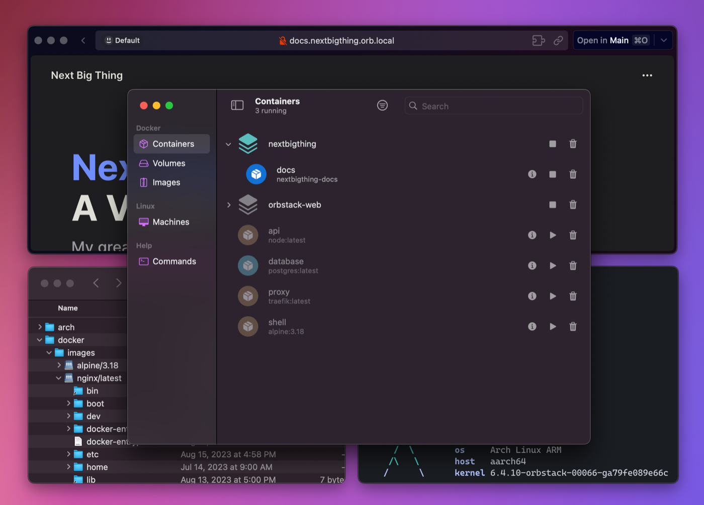 OrbStack containers and Linux machines on macOS