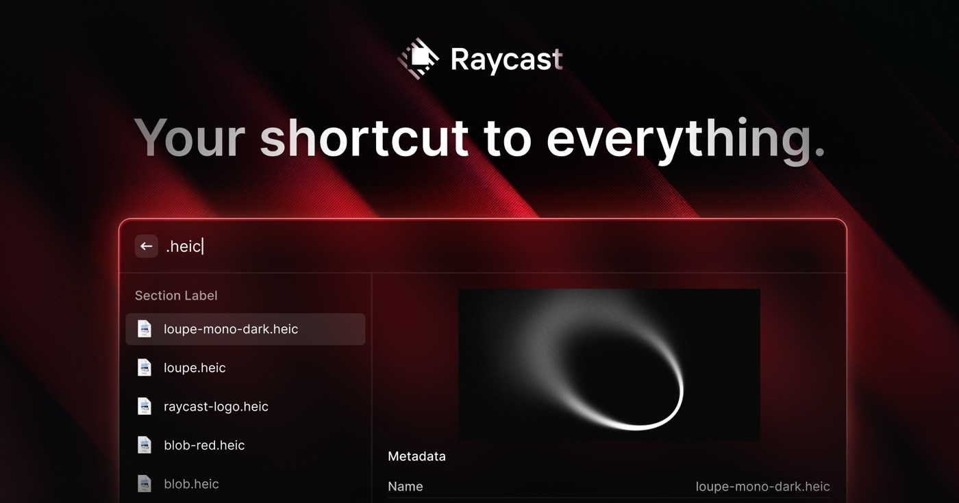 Raycast app interface and productivity tools on macOS