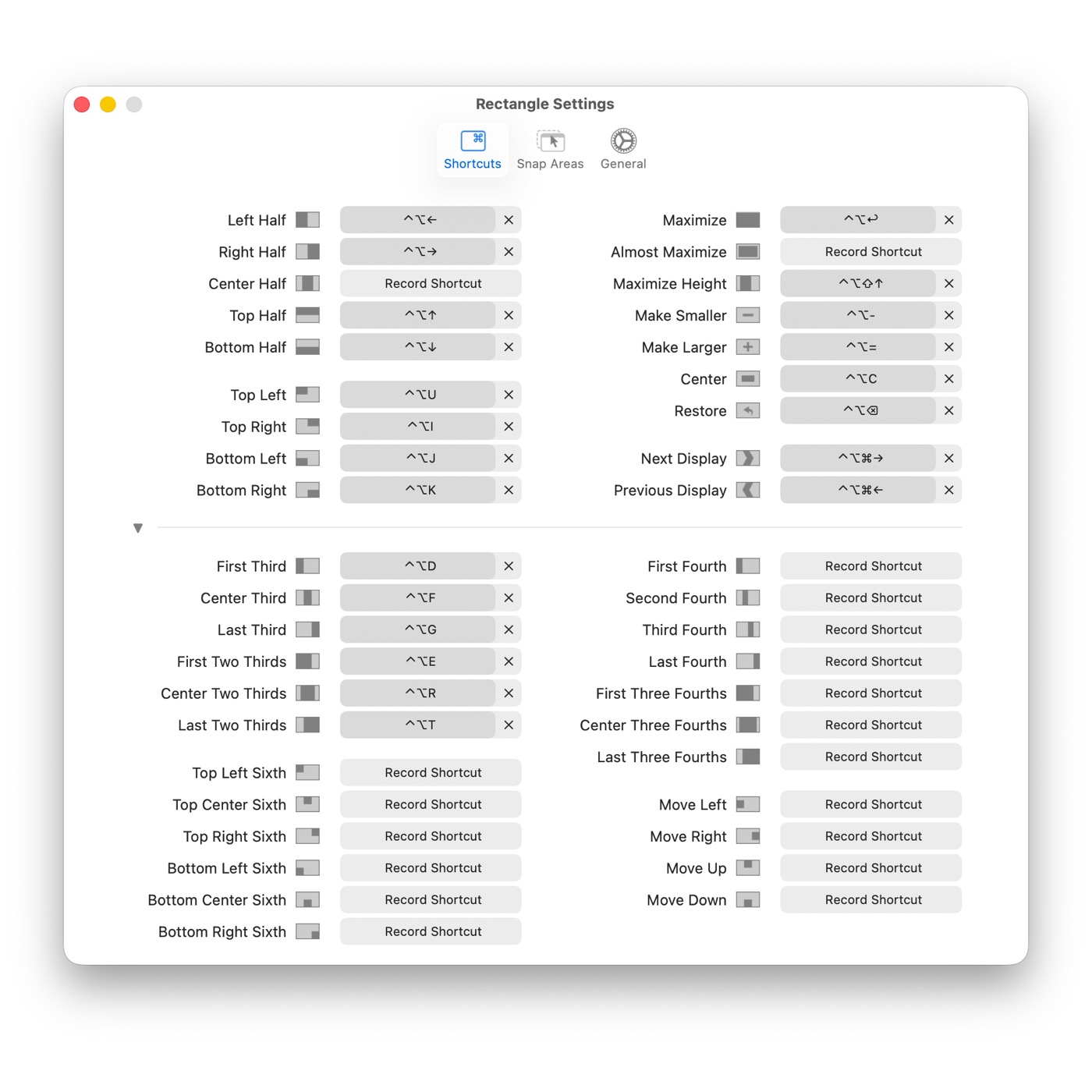 Rectangle keyboard shortcuts and window tiling on macOS
